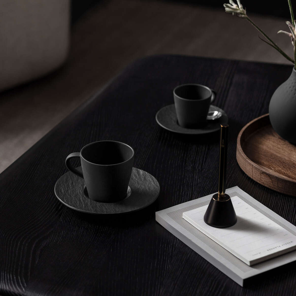 Manufacture Rock Saucer Coffee Cup Black