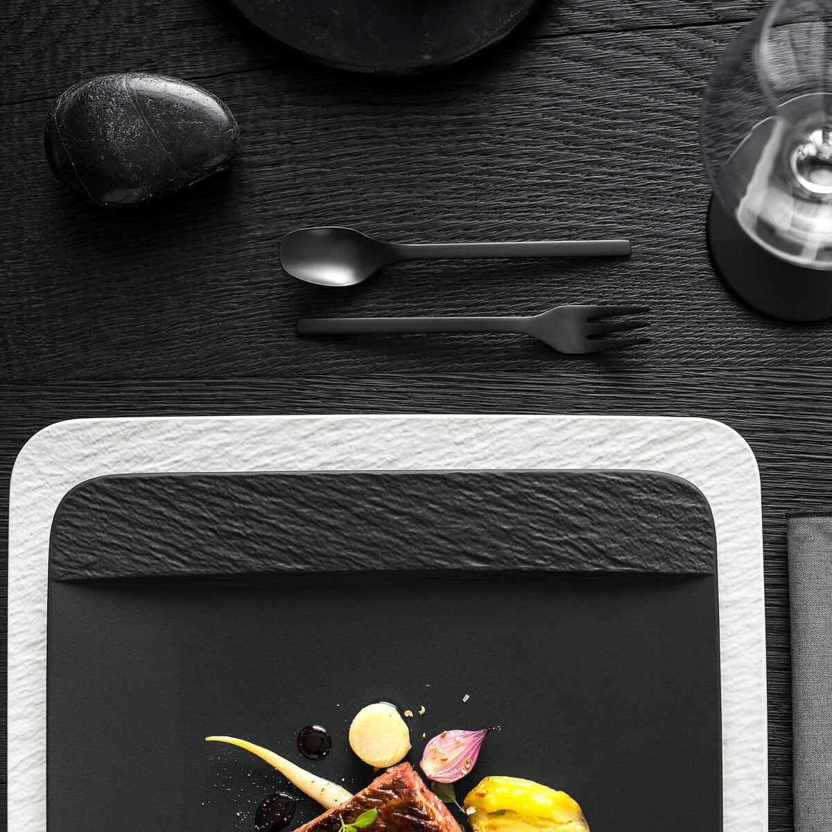 Manufacture Rock Blanc Square Serving Plate/Gourmet Plate White