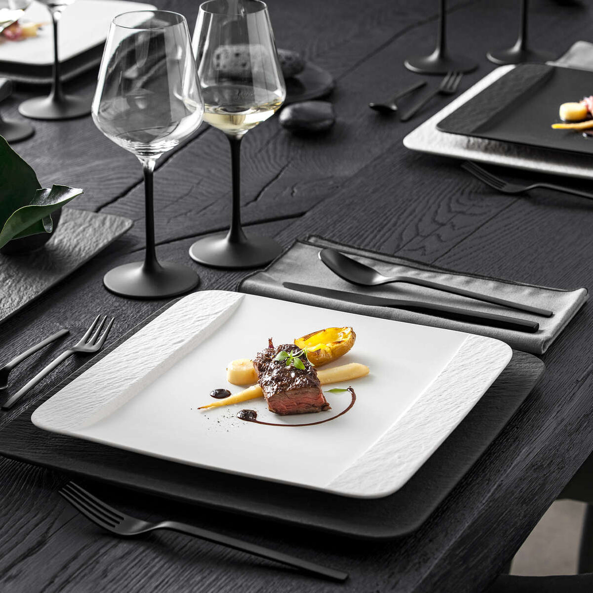 Manufacture Rock Blanc Square Flat Plate White