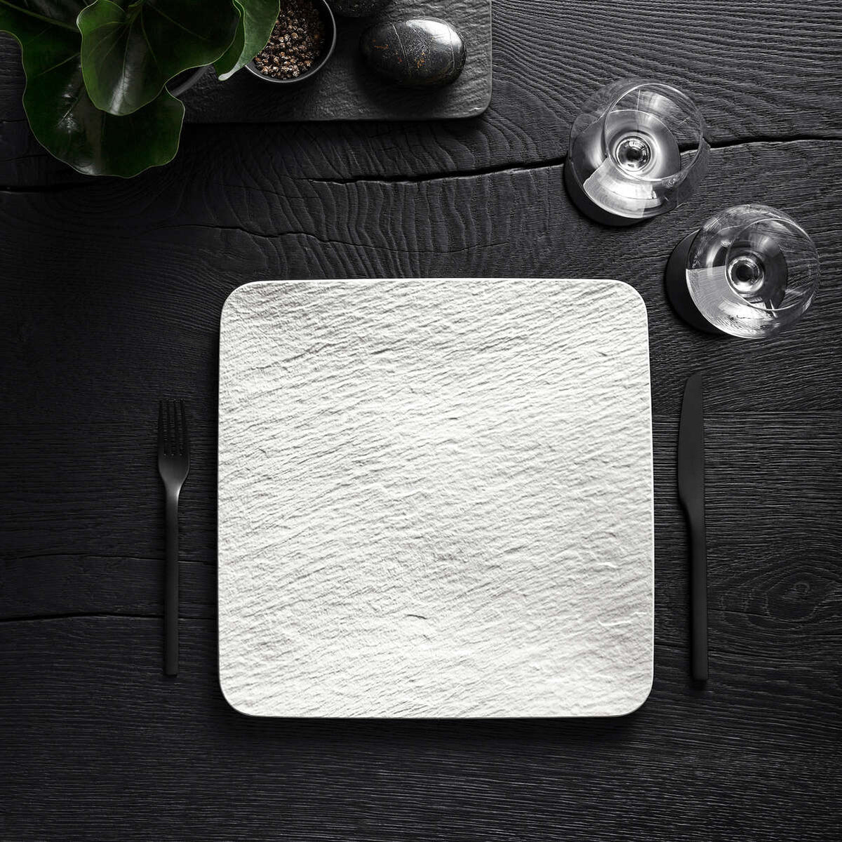 Manufacture Rock Blanc Square Serving Plate/Gourmet Plate White