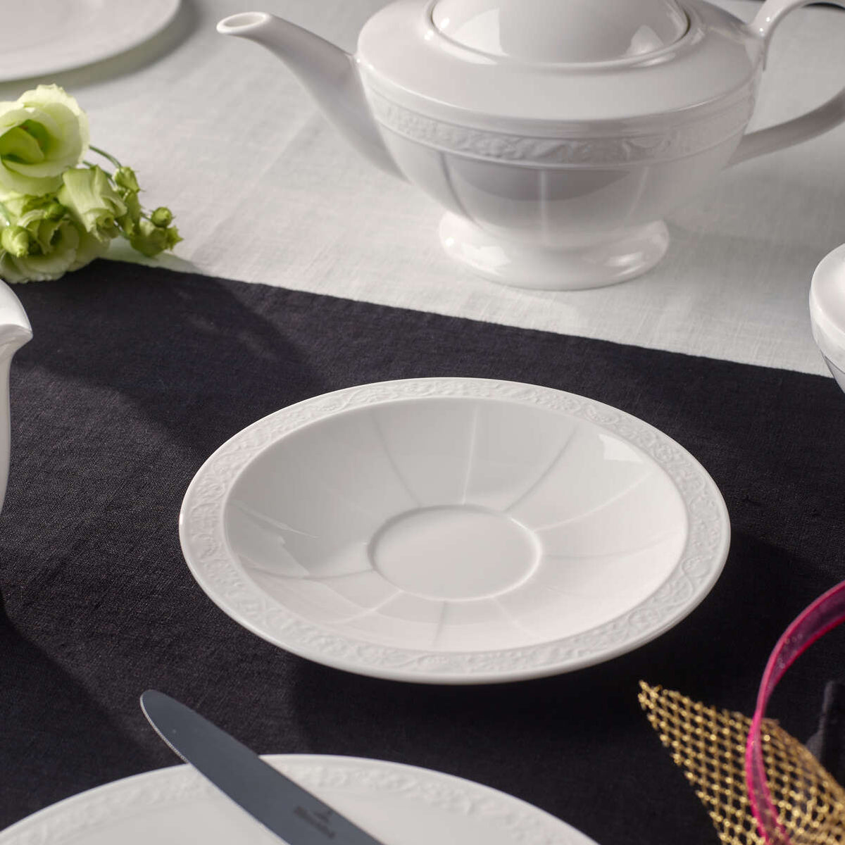 White Pearl Saucer Breakfast/Soup Cup