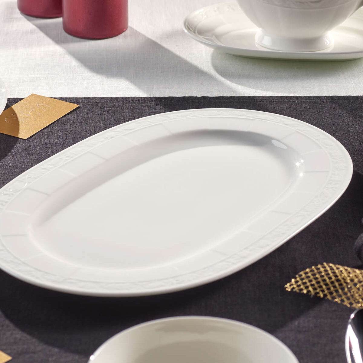White Pearl Oval Platter