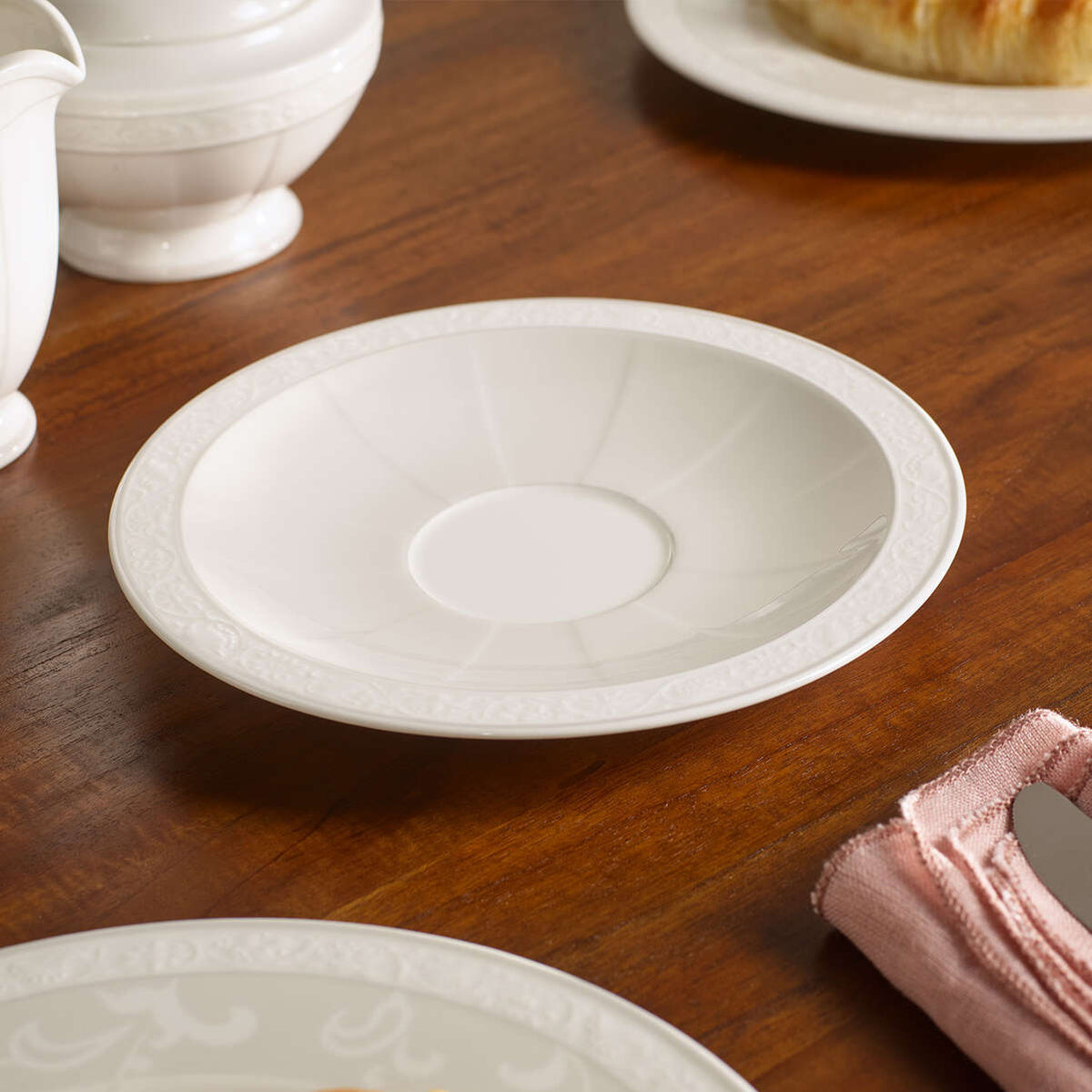 Gray Pearl Saucer Breakfast/Soup Cup