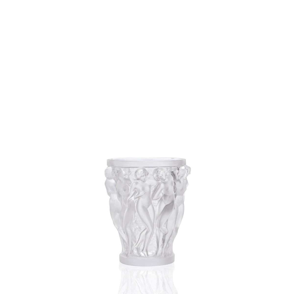 Decorative white vase with floral patterns on a white background