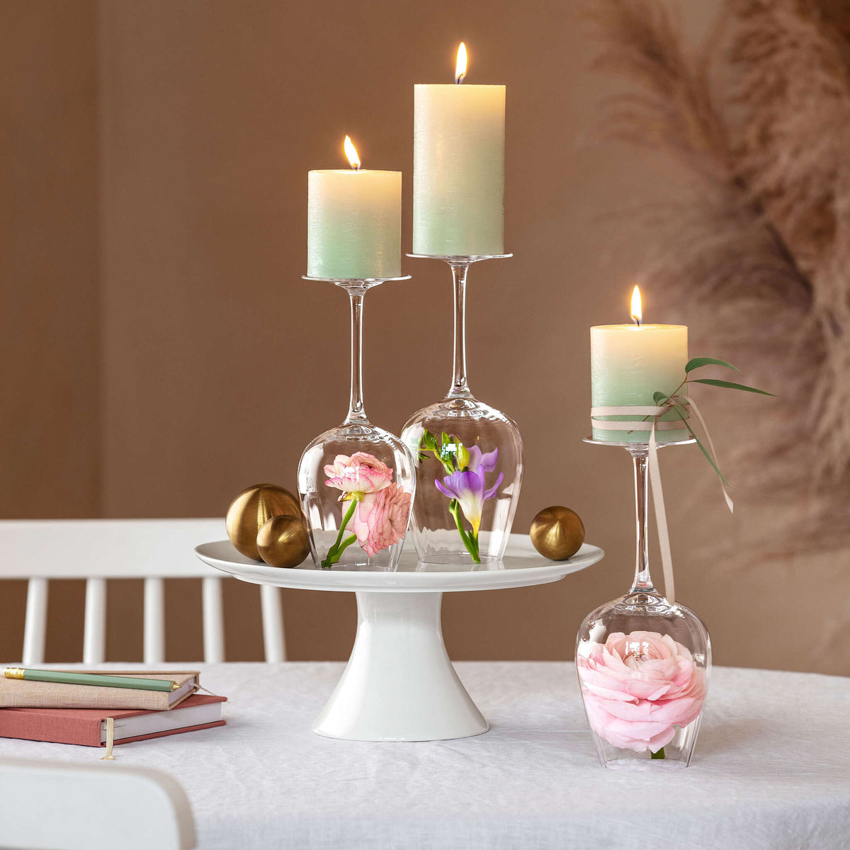 Rose Garden White Wine Goblet Set, 4pcs
