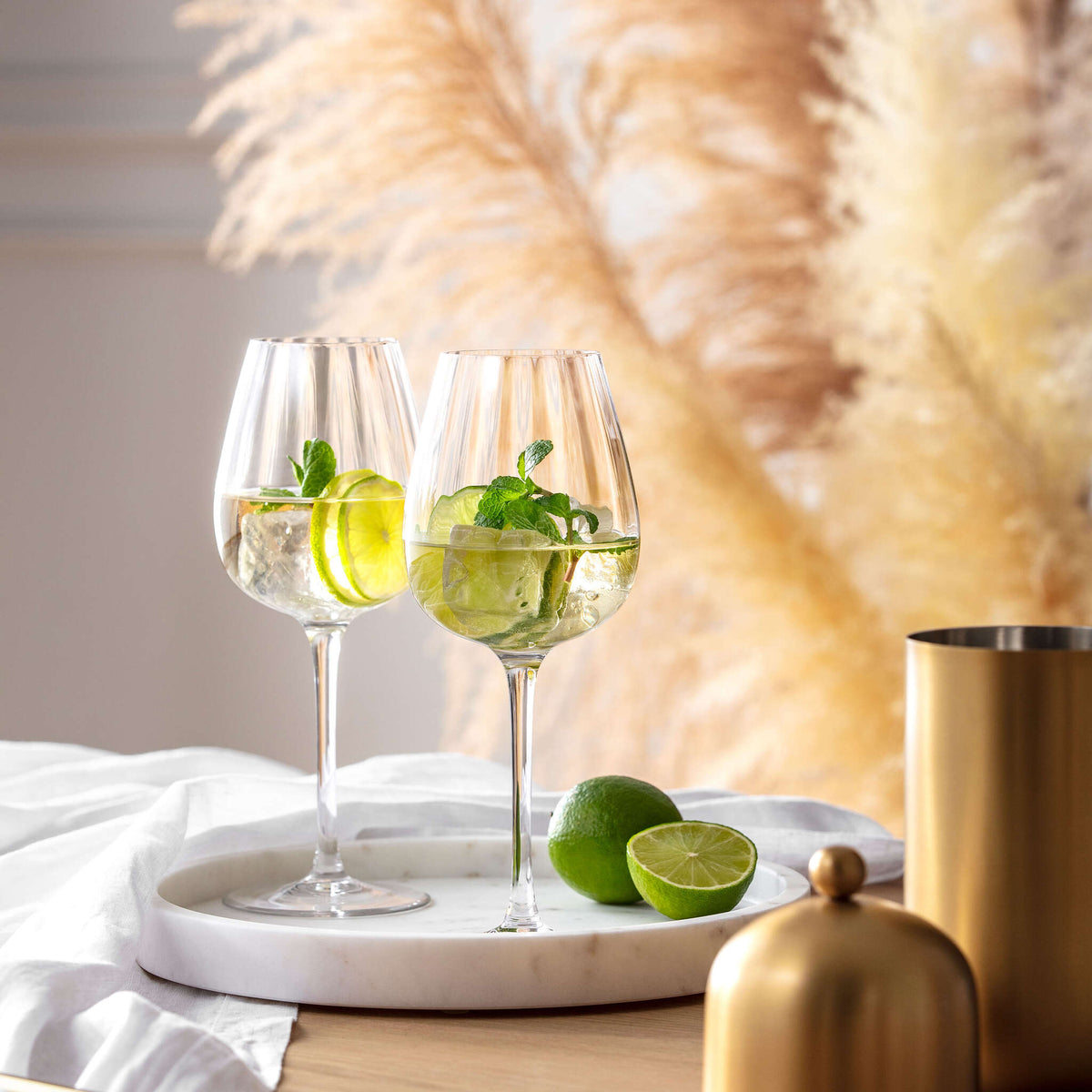 Rose Garden White Wine Goblet Set, 4pcs