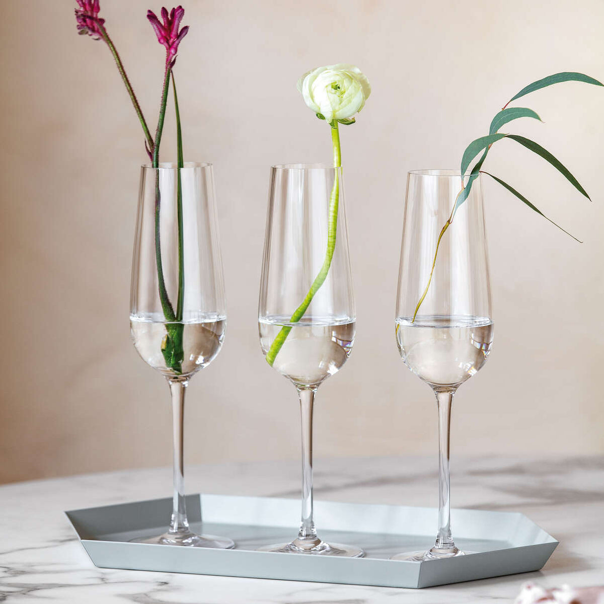 Rose Garden Champagne Flute Set, 4pcs