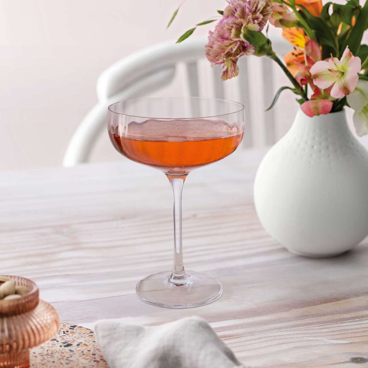Rose Garden Sparkling Wine/Champagne Coupe Set, 4pcs