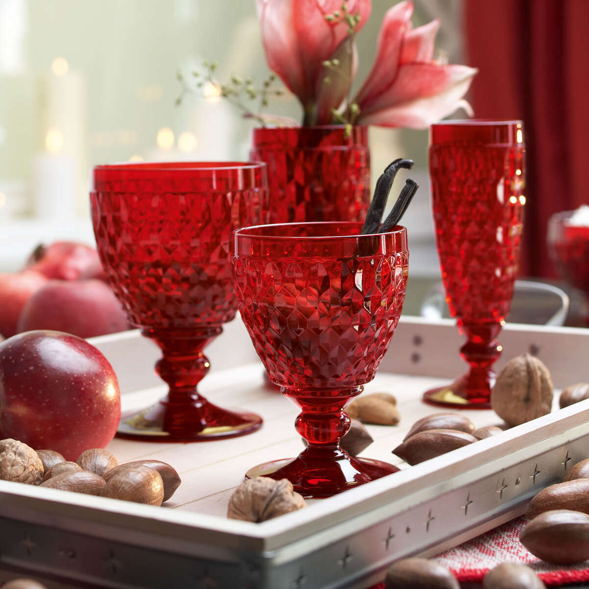 Boston Coloured Water Goblet Red