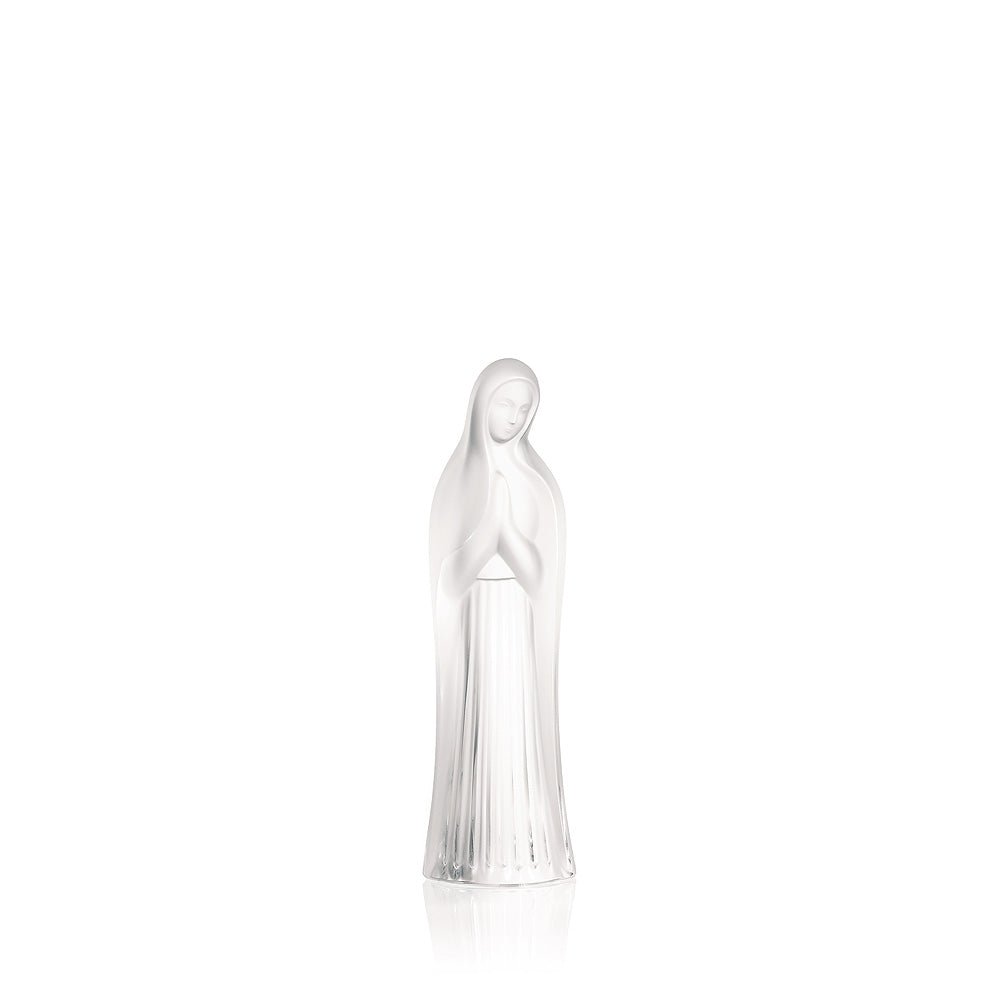 Lalique crystal virgin wiht hands together
