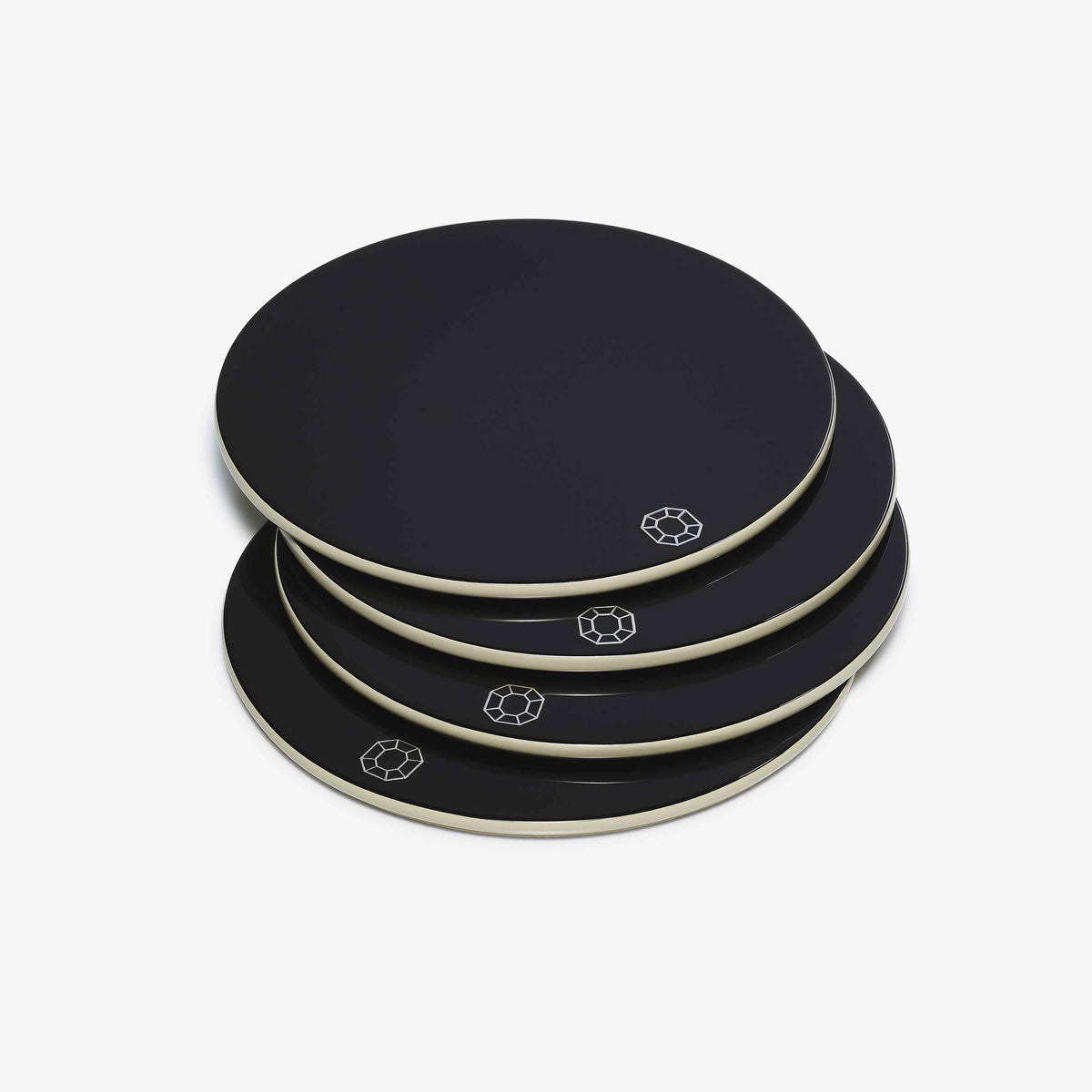 Octogone Coasters Black Set of 4