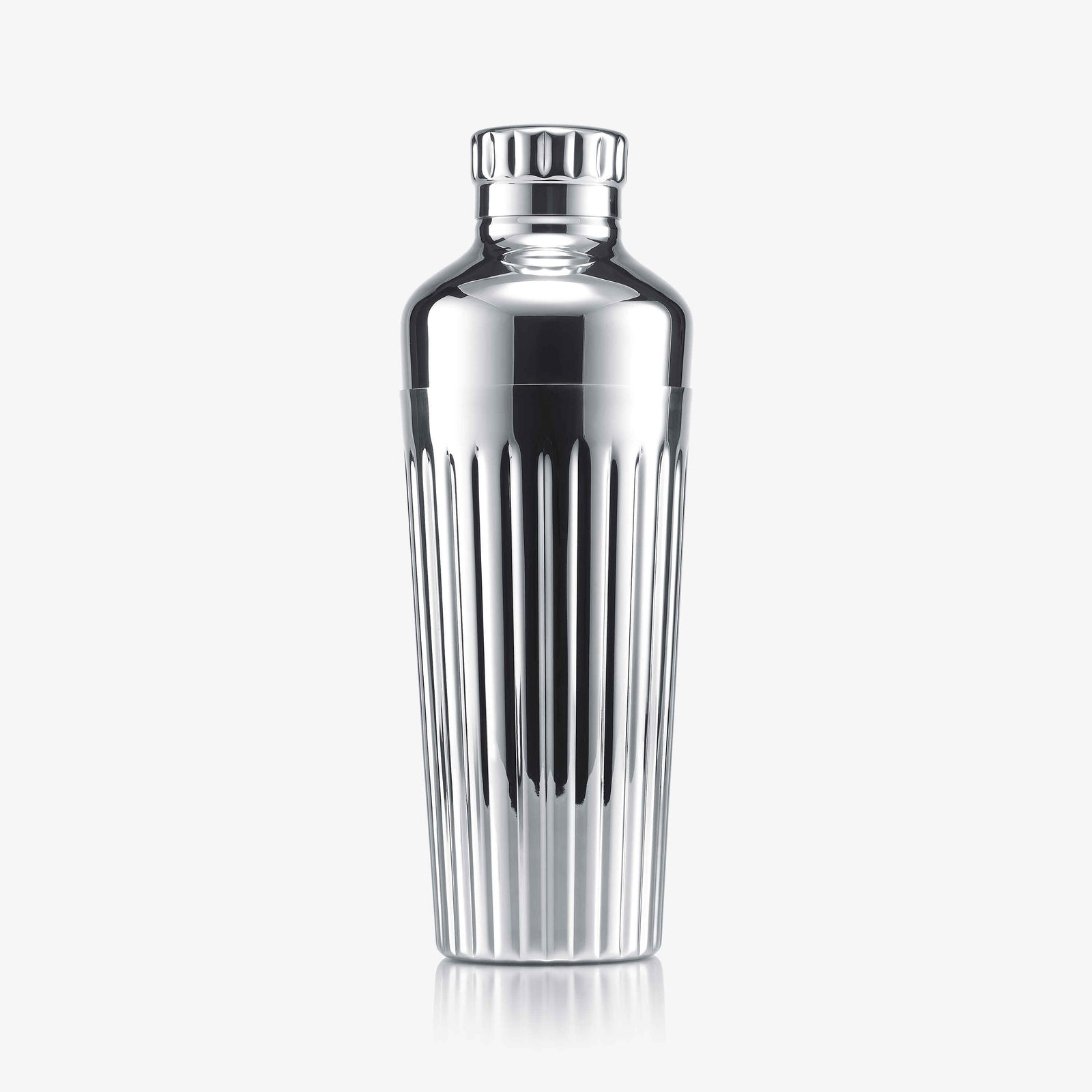 Silver cocktail shaker on a white background