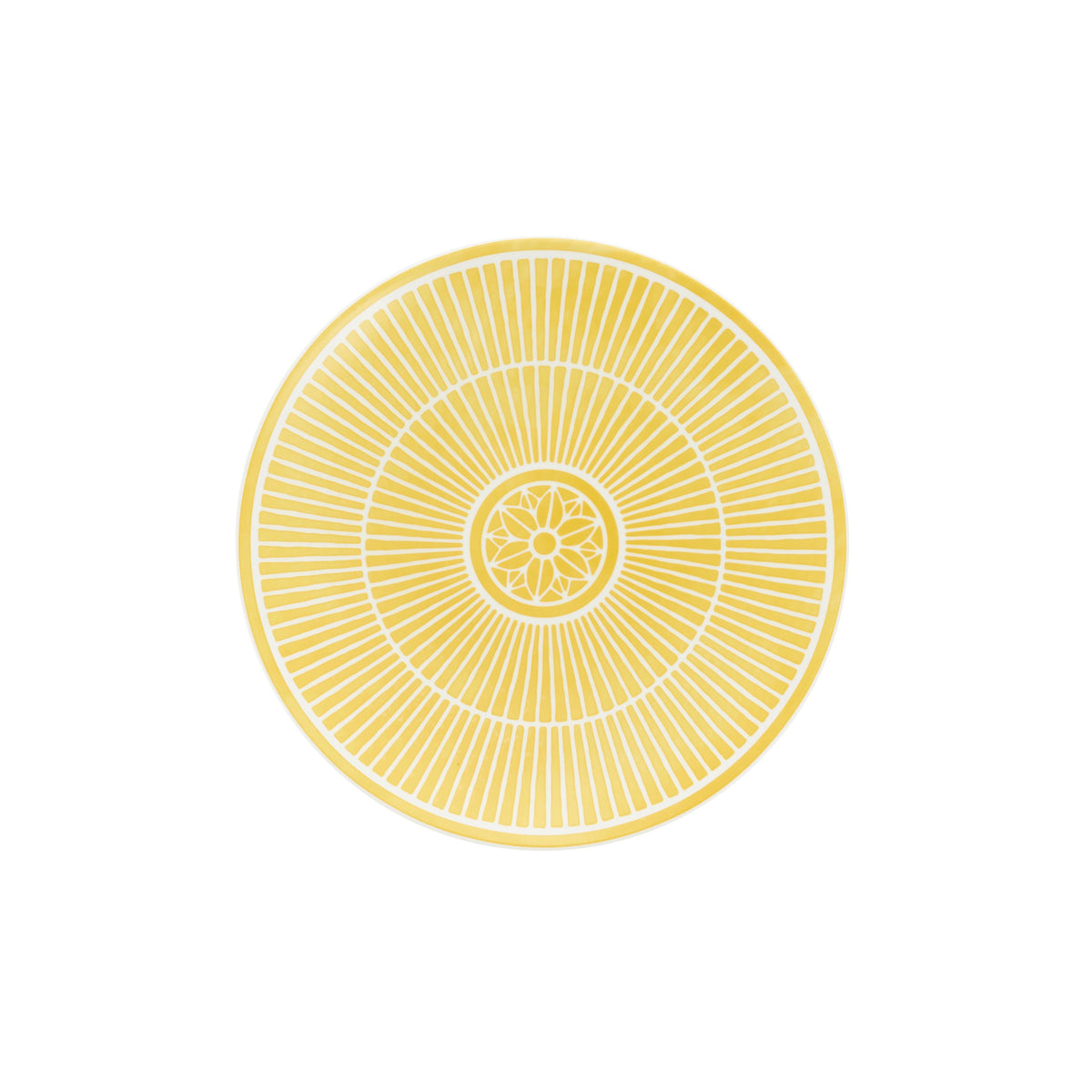 Decorative yellow circular design on a white background