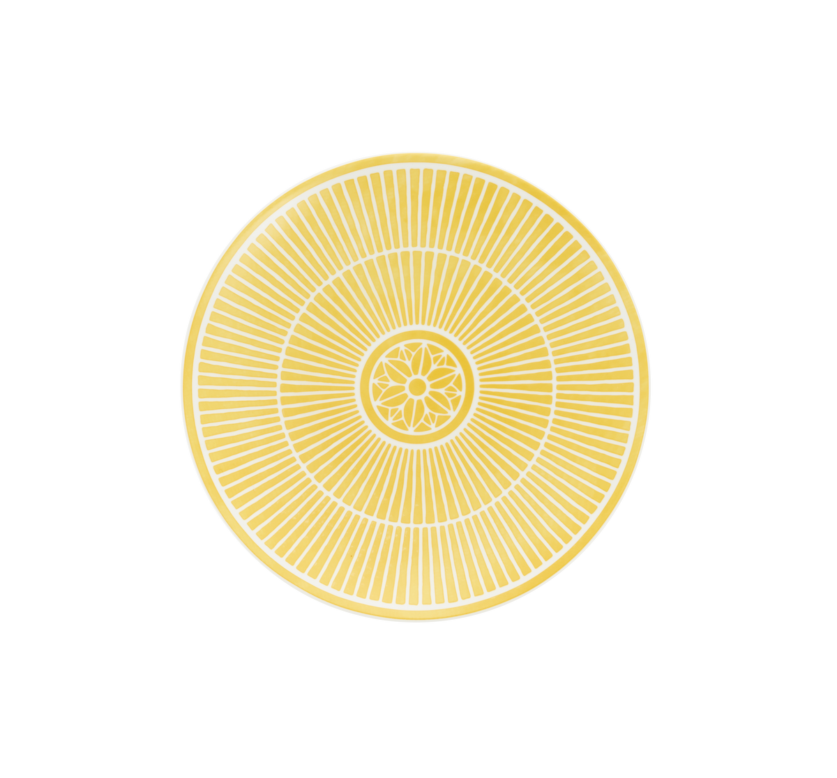Decorative yellow circular design on a white background