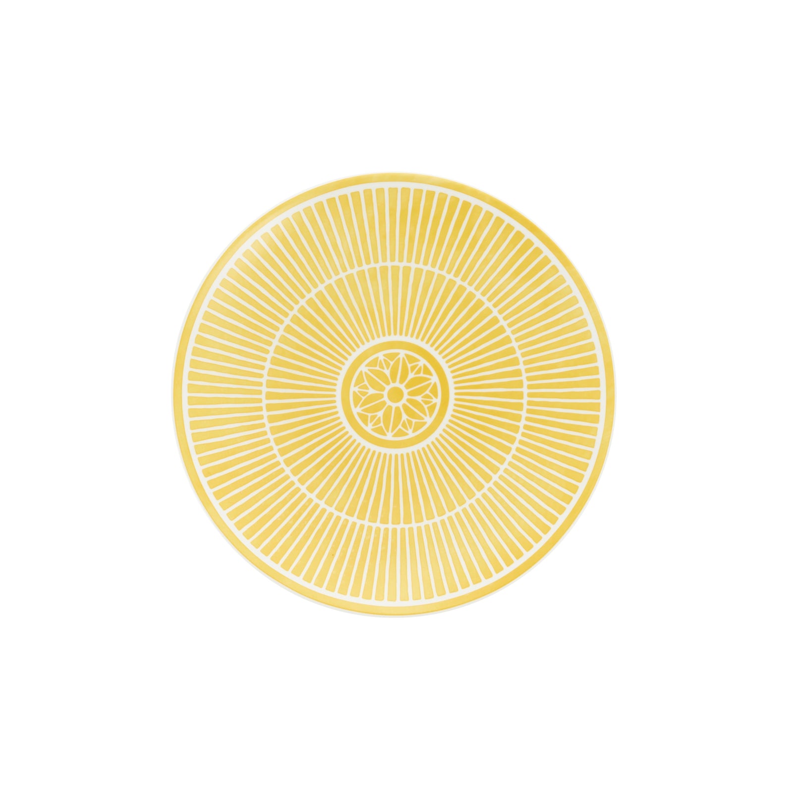 Decorative yellow circular design on a white background