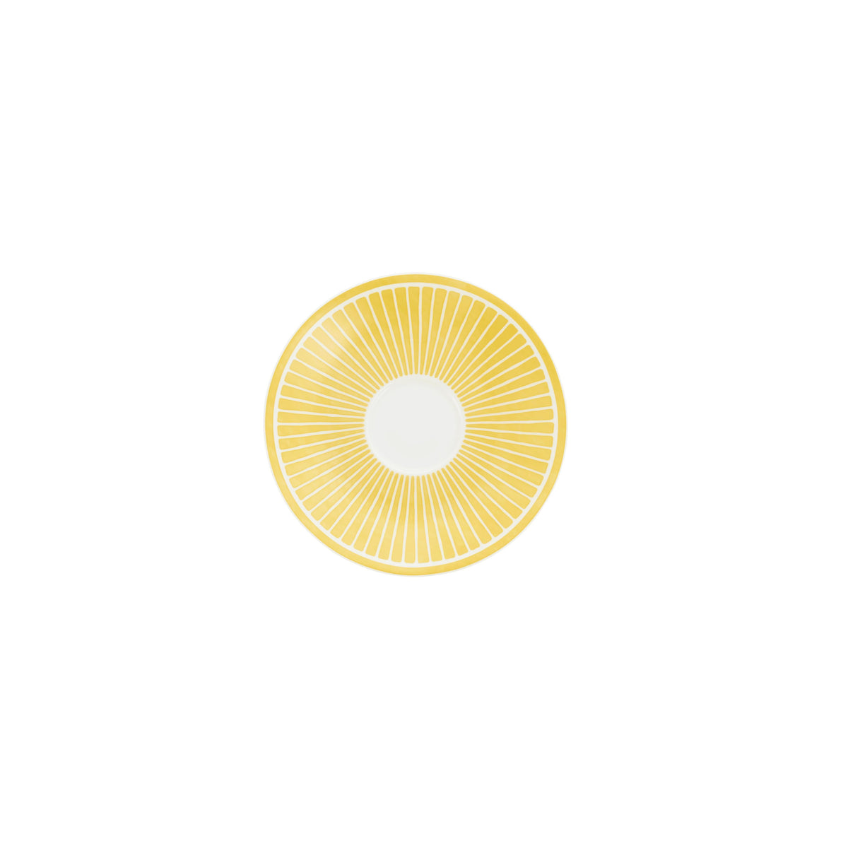 Yellow circular object with a white center on a green background