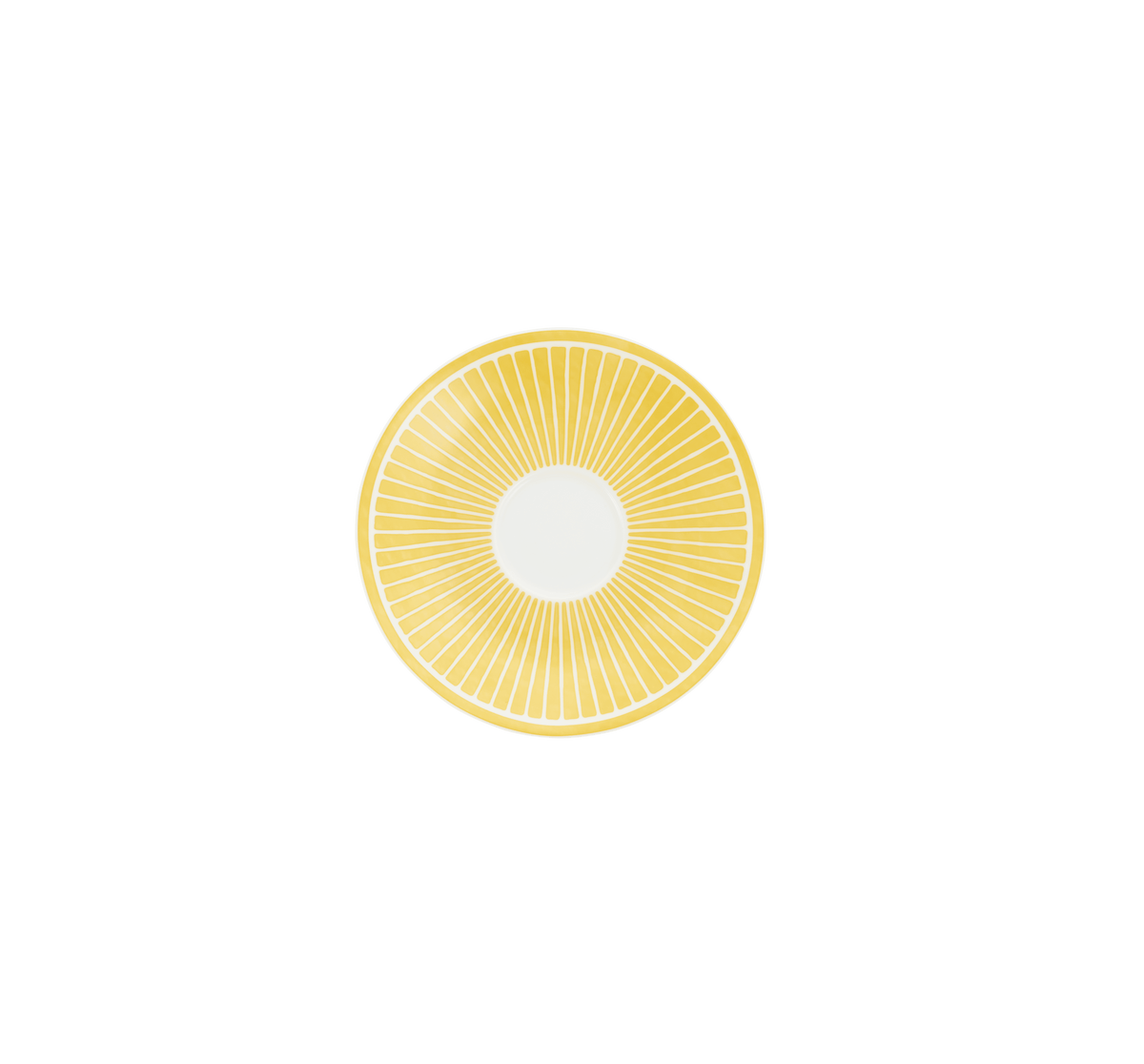 Yellow circular object with a white center on a green background