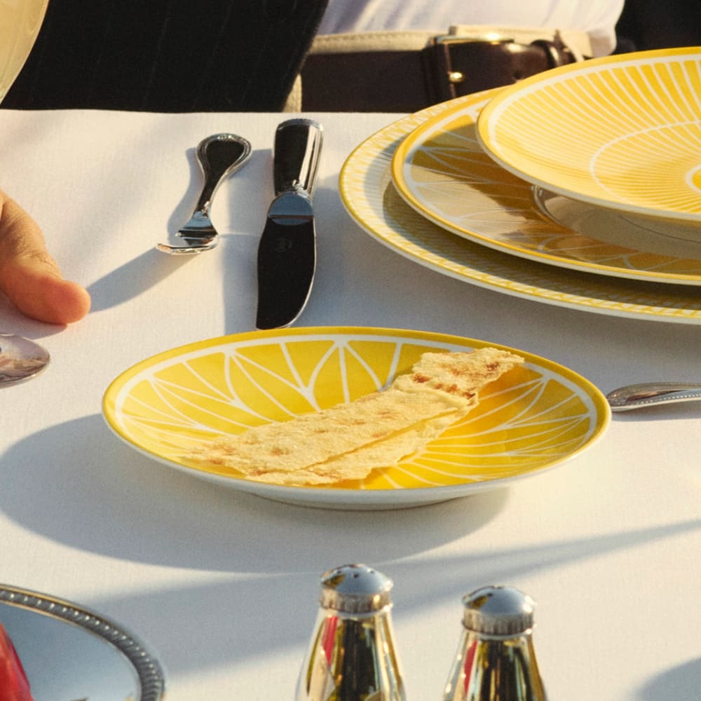 yellow bread and butter plate
