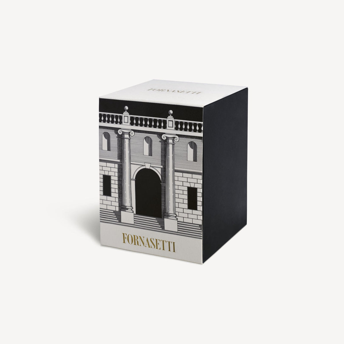 Fornasetti product packaging with architectural design on a white background
