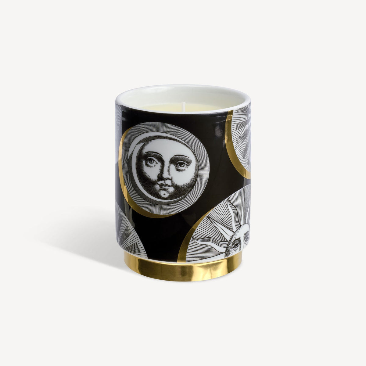 Candle with decorative design on a white background