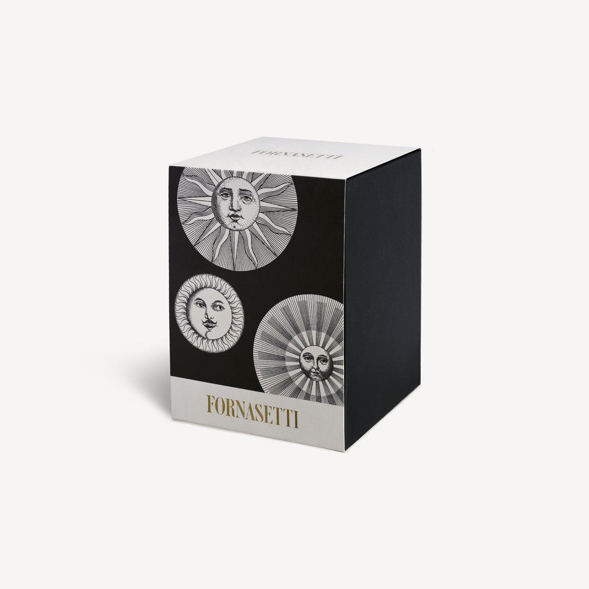 Fornasetti product packaging with decorative designs on a white background