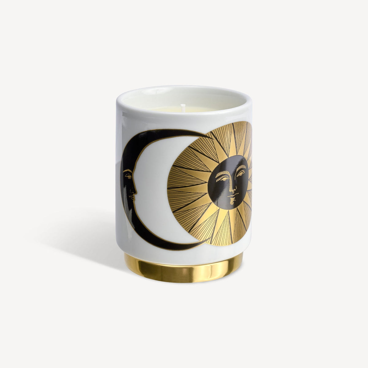 Ceramic mug with sun and moon design on a white background