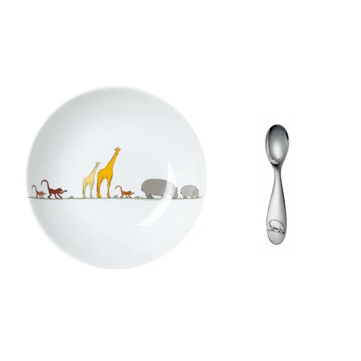 Savane Baby Spoon and Plate Set Silver Plated