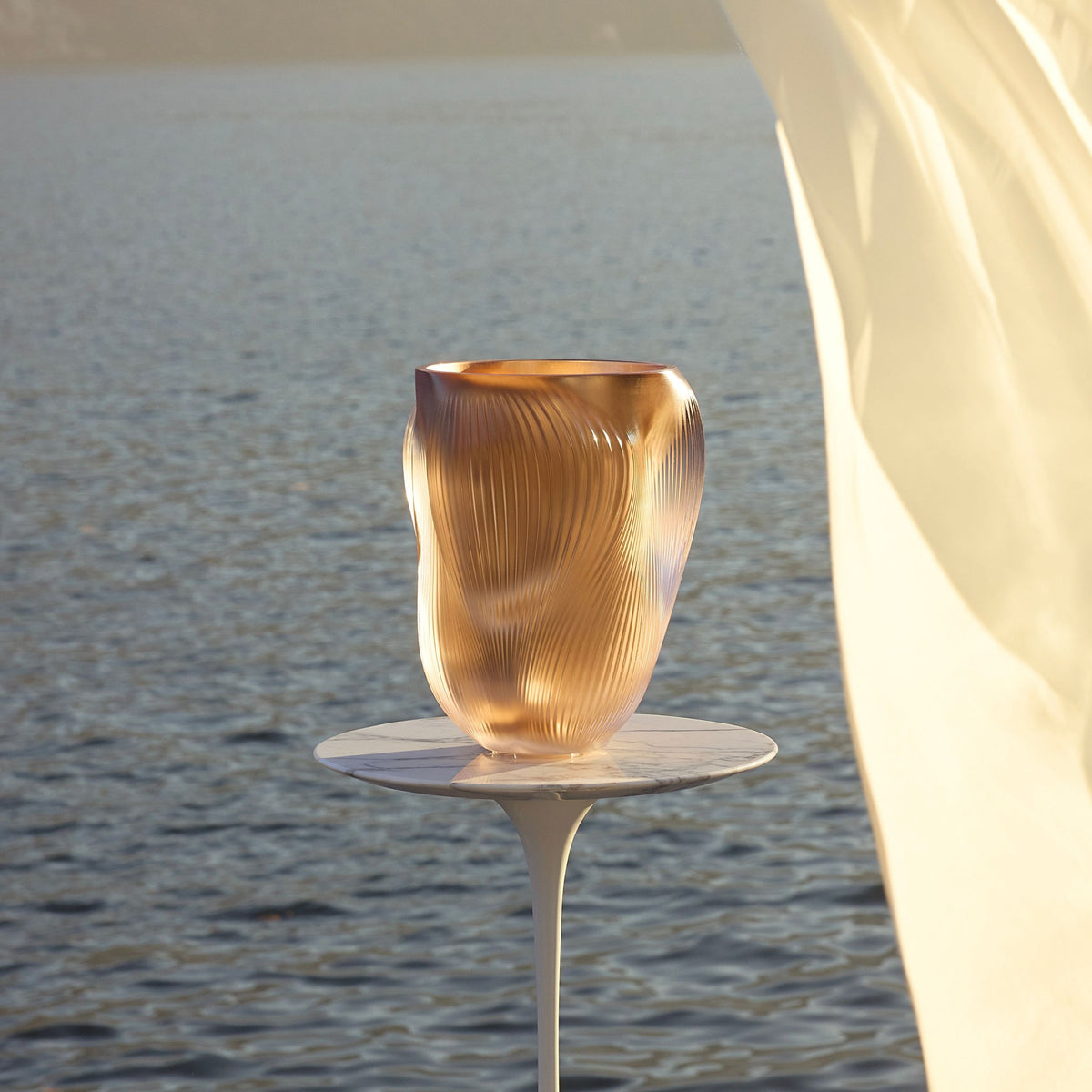 Alize Large Vase With Pink and Gold Leaves