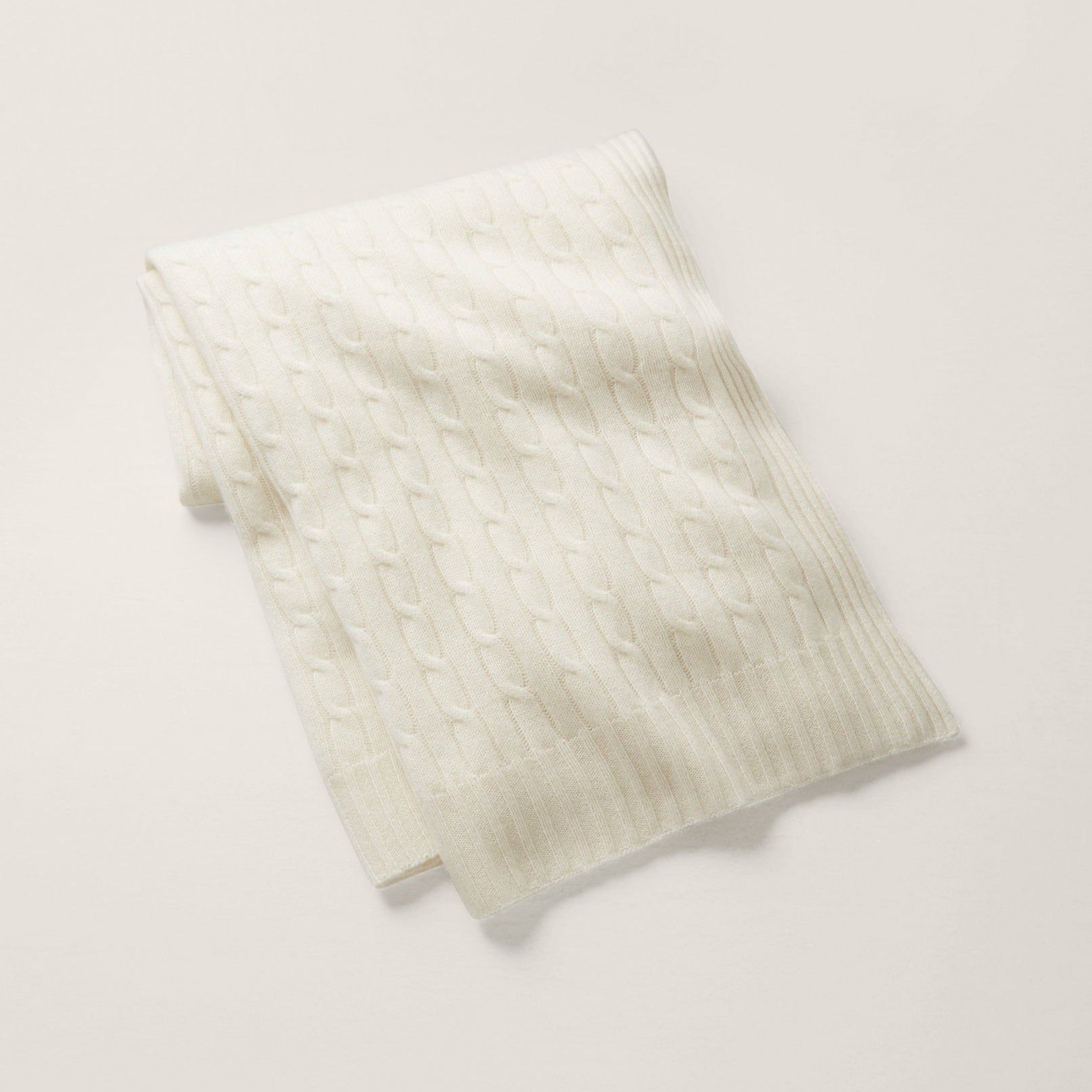 Ralph Lauren Cable Cashmere Throw Cream