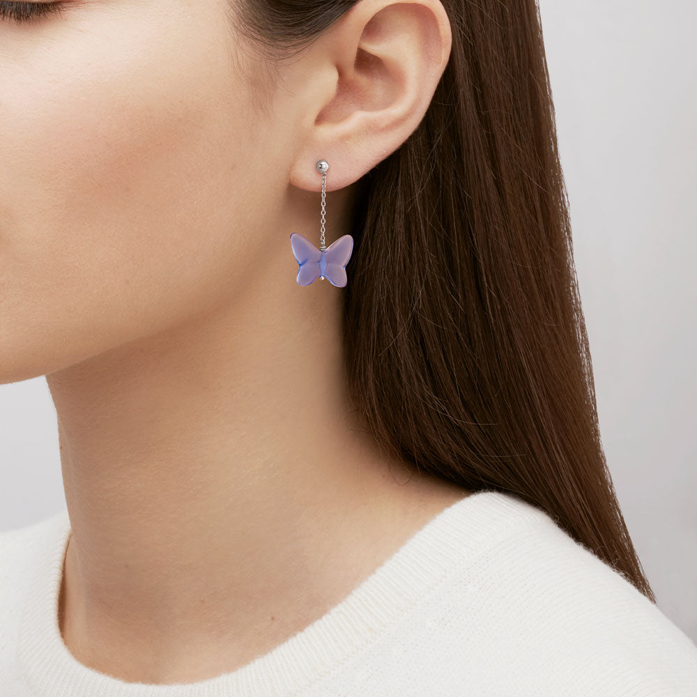 Lalique Papillon Earrings blue crystal