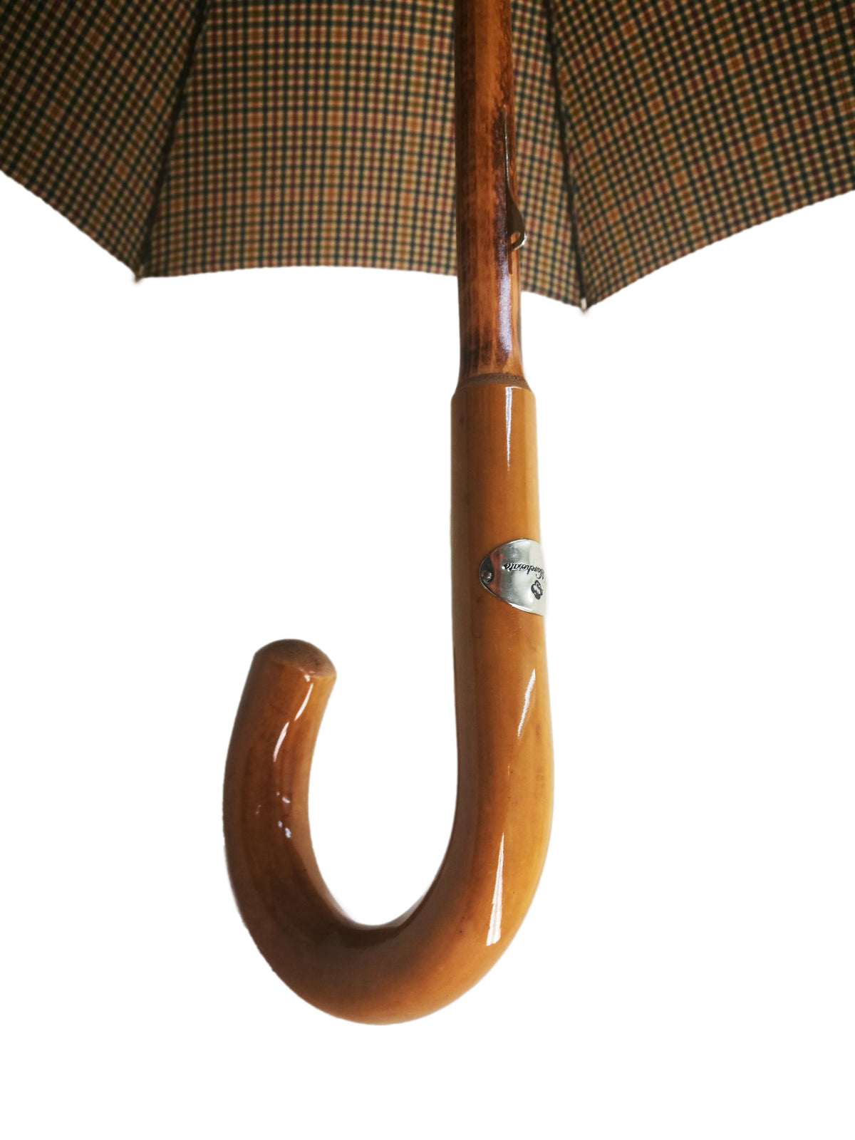 Cotton Check Umbrella with Malacca Root &amp; Beech Wood