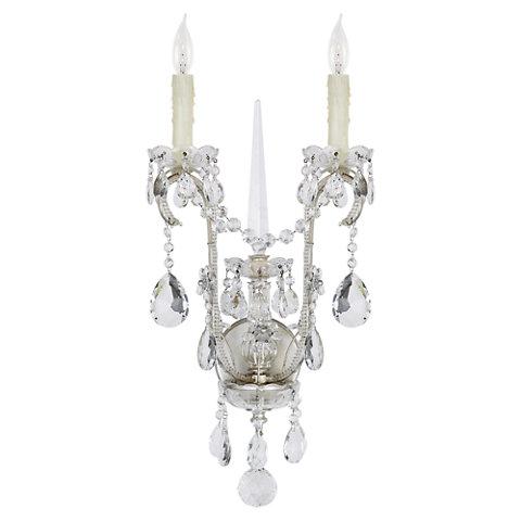 Alessandra Large Chandelier Sconce in Antique Silver Leaf with Crystal