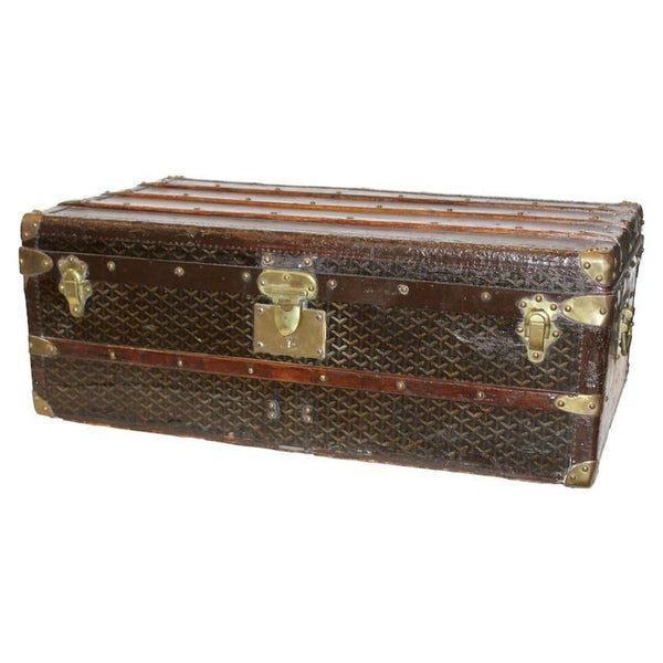 Travel Trunk Edging Cabin Trunk with Dark Brown Edging - Palmer & Penn