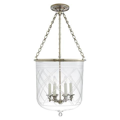 Cambridge Large Smoke Bell Lantern in Butlers Silver with Clear Glass