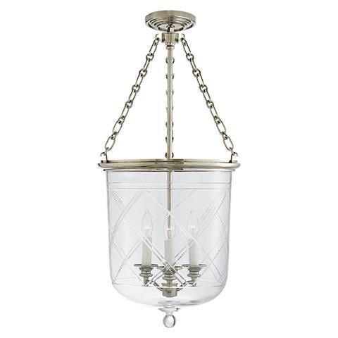 Cambridge Medium Smoke Bell Lantern in Butlers Silver with Clear Glass