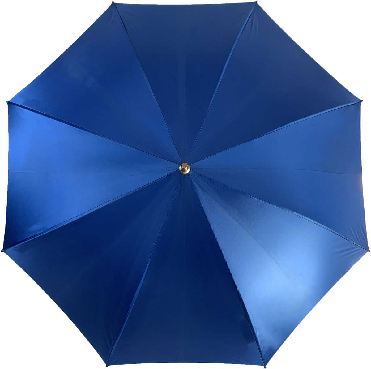 Ladies Double Lined Bright Blue Umbrella with Gold Embellished Handle