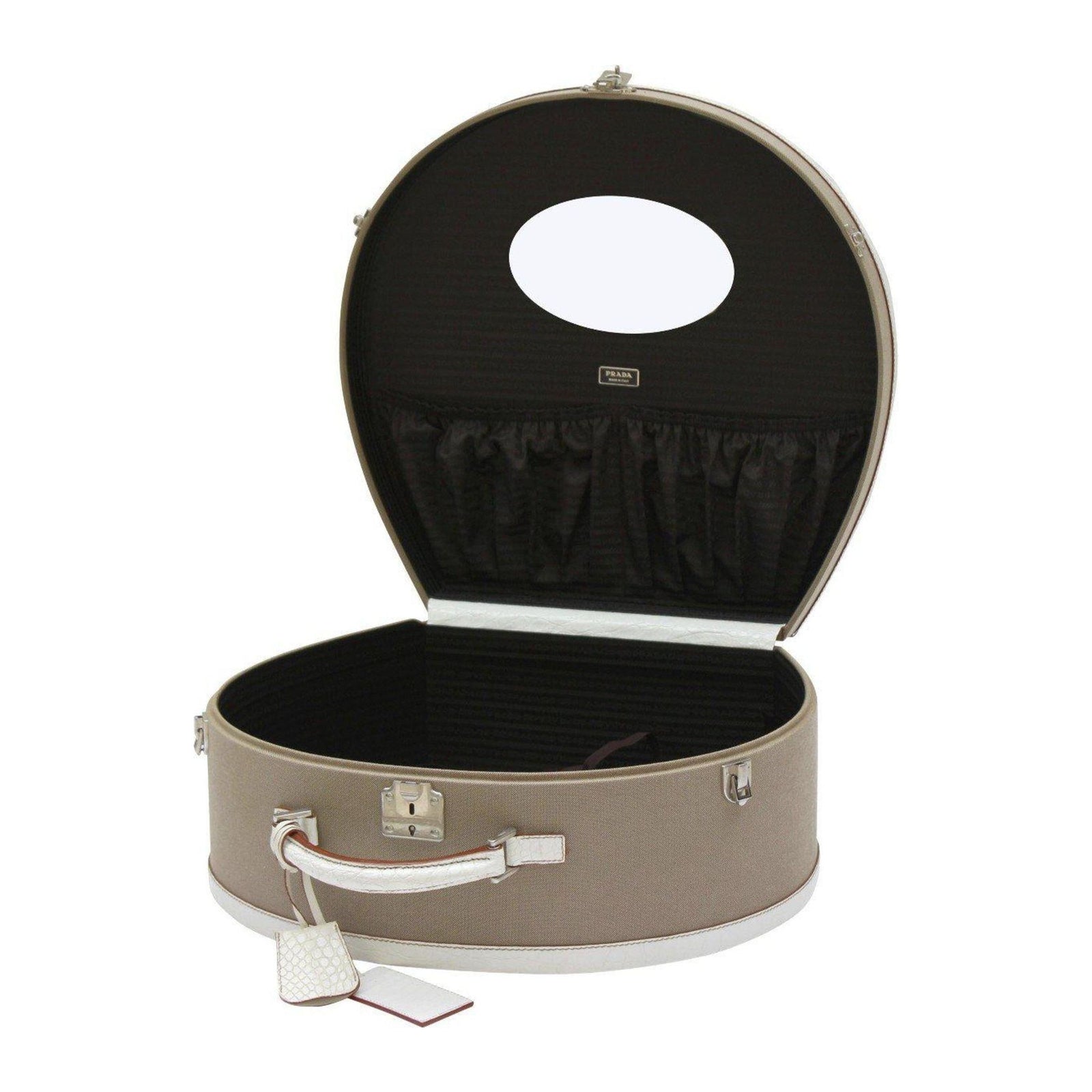 Prada Hat Case with White Crocodile Trim