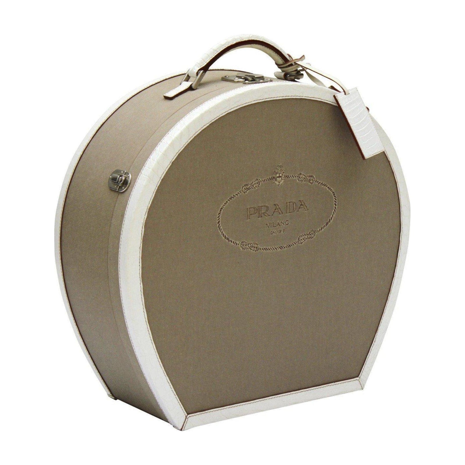 Prada Hat Case with White Crocodile Trim