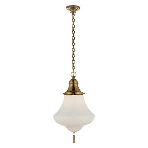 Xavier Small Pendant in Natural Brass with White Glass